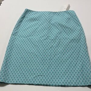 Tahari Teal Diamond Pattern A-Line Skirt